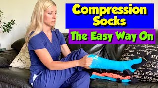 How to Put On Compression Socks THE EASIEST WAY [upl. by Trocki]