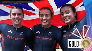 Emma Finucane Sophie Capewell and Katy Marchant wins gold medal in Paris Olympics [upl. by Ahsilac134]