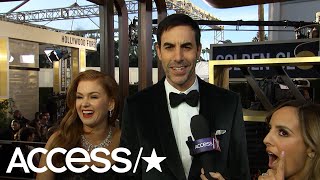 Sacha Baron Cohen amp Isla Fisher Joke That Theyre Down With Limo Love  Access [upl. by Aicile]