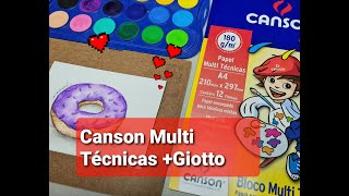 Bloco Canson Multi Técnicas  Aquarela Giotto [upl. by Asquith467]