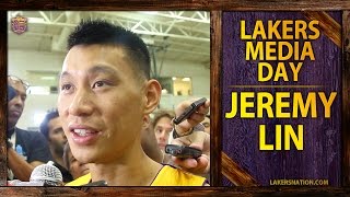 Lakers Media Day 2014 Jeremy Lin Anything But Linsanity [upl. by Ardnama]