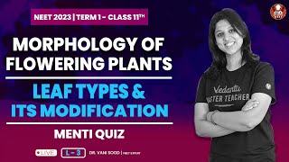 Morphology of Flowering Plants L3  Leaf Types and Its Modification  Class 11 Term 1  NEET 2023 [upl. by Litman516]