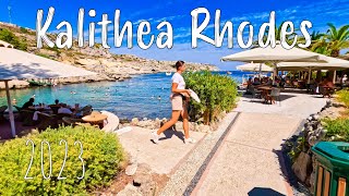 Rhodes Greece  Kalithea Rhodes walking tour 4k drone shots Rodos Greece 2023 [upl. by Bauer]