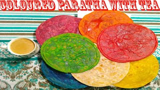 Colored Paratha With Tea Recipe  Seven Types Of Colored Paratha Recipe  Colored Paratha Recipe [upl. by Imena]