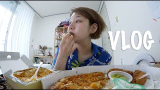 VLOG 브이로그  출퇴근길 닭죽 먹고 육회냉면 먹고 언박싱 소소하게 하면서 쉬는날 피자파티 하는 다정이의 일상브이로그 [upl. by Anabahs]