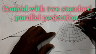 How to draw the graticule of Conical with two standard parallel projection [upl. by Hake383]