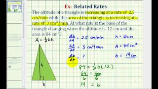 Ex Related Rates  Area of Triangle [upl. by Ettesil818]