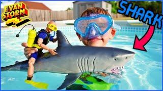 Evan Storms Shark WeekToy Divers Swimming Pool Learning Adventure [upl. by Lois]