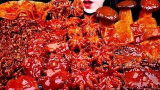 ASMR SPICY SEAFOOD 해물찜 먹방 SPICY ENOKI MUSHROOM 버섯 먹방 문어 OCTOPUS 새우 SHRIMP 전복 계란말이 먹방MUKBANG [upl. by Caren772]