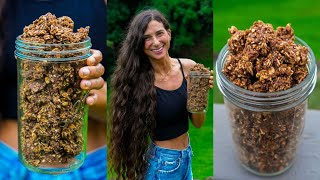 Best Raw Vegan Granola 🌱 NutFree OilFree Protein Packed Big Cluster amp Homemade Its RAWNOLA 😜 [upl. by Ho]