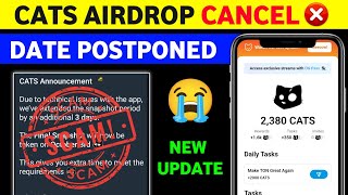 Cats airdrop date postponed  cats airdrop New update  cats airdrop withdrawal [upl. by Amre]