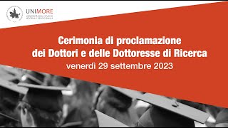 Cerimonia di Conferimento del titolo di Dottore e Dottoressa di Ricerca 2023  Unimore [upl. by Bunni]