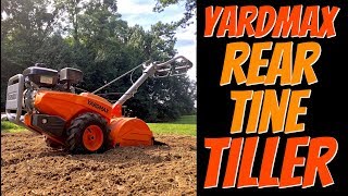 YARDMAX YT4565 Dual Rotating Rear Tine Tiller [upl. by Ahcsas]