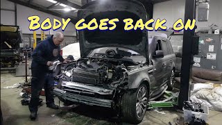 Range Rover Sport 30 TDV6 Engine Part 11  Body goes back on [upl. by Lateh225]