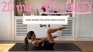 20MIN abs and booty pilates workout  DAY 3 CHALLENGE  no equipment [upl. by Kirat]