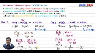 A solution containing 30 g of nonvolatile solute exactly in 90 g of water has avapour pressure of [upl. by Ennirak]