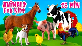 Animals for Kids 25 min Farm animal sound [upl. by Lezah]