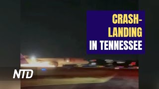 Video FedEx Plane CrashLands at Tennessee Airport After Reporting Landing Gear Failure [upl. by Ocsisnarf]