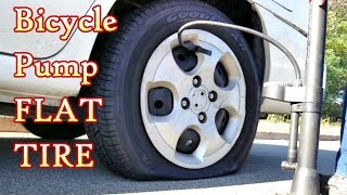 Real Time Bike Pump up a Flat Car Tire to 35psi [upl. by Ahsenrat]