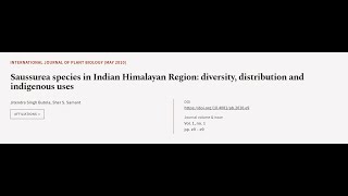 Saussurea species in Indian Himalayan Region diversity distribution and indigenous   RTCLTV [upl. by Asyram]