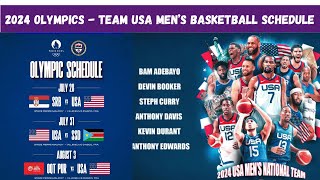 2024 PARIS OLYMPICS  TEAM USA MENS BASKETBALL SCHEDULE [upl. by Siraved]