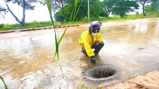 Draining Floods by Clearing Blocked Drains Draining Streets After Heavy Rain [upl. by Anen]