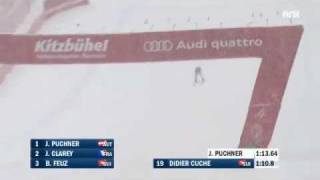 Didier Cuche wins the Kitzbühel downhill for the 5th time [upl. by Cressi]