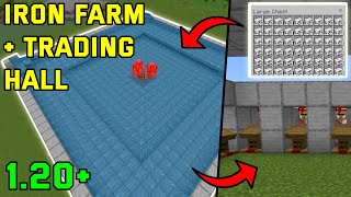 EASY Iron Farm  Trading hall in Minecraft 120 bedrockmcpeps4Xbox [upl. by Akenahs]