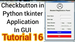 Checkbutton in Python tkinter Tutorial 16 [upl. by Tristas]