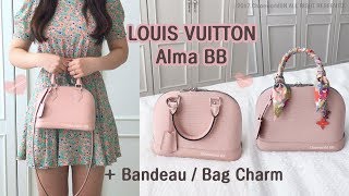 Louis Vuitton Alma BB Epi PinkTahitienne BandeauBag Charm Review [upl. by Zysk]