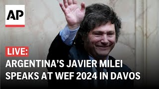 LIVE Argentina President Javier Milei addresses World Economic Forum in Davos [upl. by Sirenay]