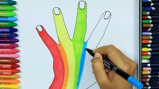 Come disegnare a mano 🖐 Colori per bambini  Come colorare  Disegnare e colorare [upl. by Alema]