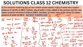 A solution containing 30 g of nonvolatile solute exactly in 90 g of water has a vapour pressure [upl. by Algar]