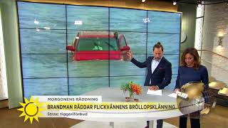 Brandman räddar flickvännens brudklänning  Nyhetsmorgon TV4 [upl. by Georg]