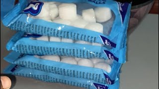 Unpacking new packs of Naphthalene balls 🩵⚪️😘asmr mothballs satisfying unboxing oddlysatisfying [upl. by Erlina]