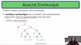 Traitement automatique des langues 61 Analyse syntaxique  motivation [upl. by Pavior828]