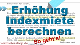 Indexmiete Erhöhung berechnen und geltend machen  So gehts  Mustertext  Vermietershopde [upl. by Pruchno36]