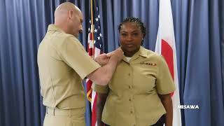 Naval Air Facility Misawa held a frocking ceremony to congratulate new promotees [upl. by Sheilah]