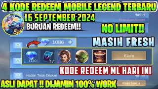 NO LIMIT 4 KODE REDEEM ML TERBARU KODE REDEEM MOBILE LEGENDS KODE REDEEM ML HARI INI SEPTEMBER 2024 [upl. by Giark]