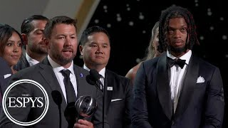 Damar Hamlin in tears presenting Bills training staff Pat Tillman Award  2023 ESPYS 📍 CapitalOne [upl. by Scharf]