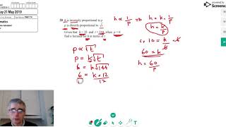 20 Proportionality Edexcel 2019 GCSE Maths Higher Tier Paper 1 Question 20 [upl. by Trefler]