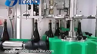 Automatic Glass Bottle Champagne Filling Corking Sealing Machine [upl. by Nailliw]