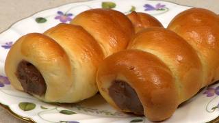 How to Make Chocolate Cornets CornetShaped Sweet Buns Recipe  Cooking with Dog [upl. by Aleira]