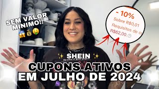 CUPONS DA SHEIN PARA JULHO 2024 [upl. by Eittol]