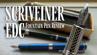 Scriveiner EDC • Fountain Pen Review  a Great Blue Ink [upl. by Enayr93]