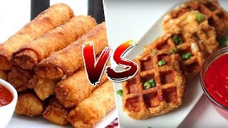 Mozzarella Stick Egg Rolls VS Mozzarella Waffles Buzzfeed Test 152 [upl. by Ogeid]