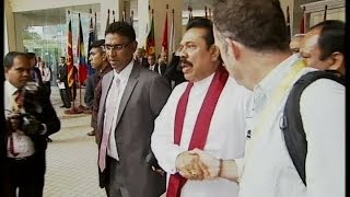 Mahinda Rajapaksa dodges questions about war crimes [upl. by Ylas]