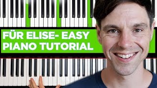 Für Elise  Beethoven  EASY Piano Tutorial [upl. by Aelhsa995]