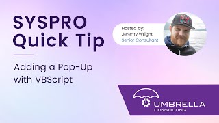 SYSPRO Quick Tip  Adding a Pop Up with VBScript [upl. by Jp602]