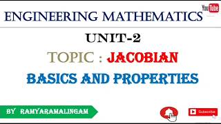 Jacobian  basics of jacobian and its properties jacobic method  in tamil [upl. by Enos]